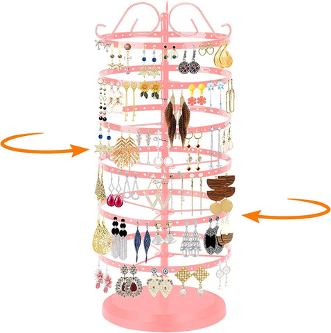 360 Rotating Earring Holder Organizer Stand,5 Tiers Acrylic Jewelry Organizers and Storage,Stud Earring Organizers and Storage,228 Holes and 232 Grooves for Earrings Necklaces chain bracelet