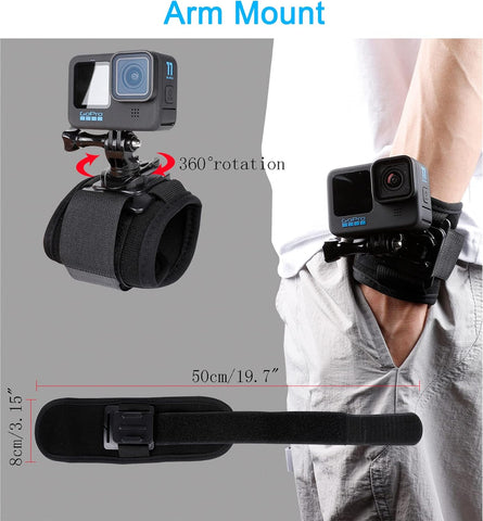 Accessories Set for GoPro Hero 13/12/11/10/9/8/7/6/5/4,New Quick Release Head Strap Mount + Chest Mount Harness + Backpack Clip Holder + 360°Rotating Wrist Strap