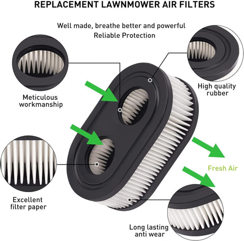 593260 Air Filter 593260 798452 334404 Air Cleaner Cartridge Filter, Lawn Mower Air Cleaner Replacement Filters for 4247 5432 5432k 09P00 09P702 550E 500EX 550EX 625 575EX Series Engine (2Pcs)