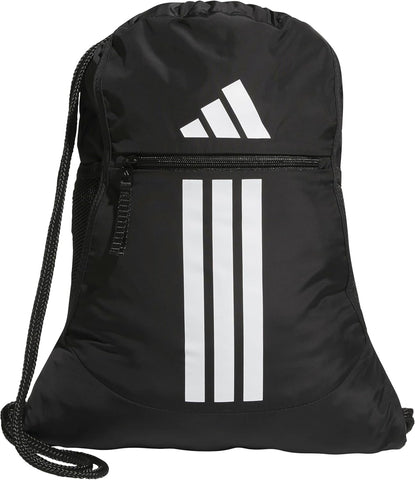 adidas Alliance Sackpack, Drawstring, Lightweight Small Gym Bag for Women, Soccer Backpack, Black, One Size