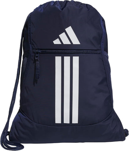 adidas Alliance Sackpack, Drawstring, Lightweight Small Gym Bag for Women, Soccer Backpack, Black, One Size