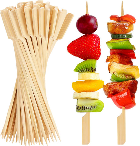300PCS Cocktail Picks Bamboo Skewers for Appetizers, FATLODA Paddle Wooden Skewers, Fancy Flat Toothpicks for Appetizers, 4.7 IN Bamboo Sticks for Party Sandwich Fruit Charcuterie Boards Accessories