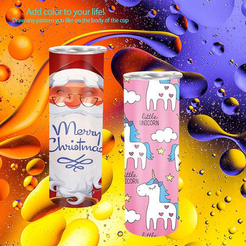 10 Pack Sublimation Tumblers Bulk Straight Skinny Tumbler Blanks 20oz for Heat Transfer, Individual Gift Boxed, Double Wall Insulated Tumbler with Shrink Wrap Films & Heat Tape & Straws