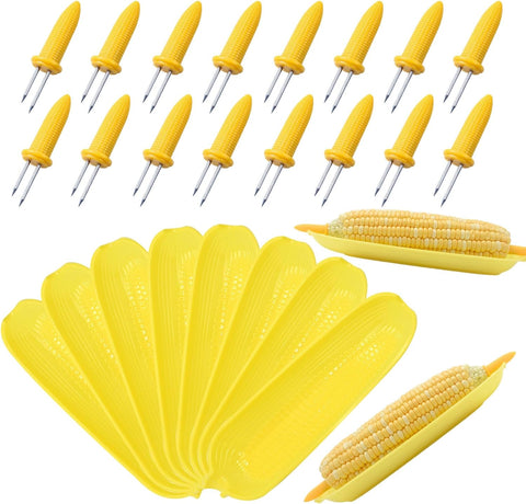 24 Pack Stainless Steel Corn Holders - Corn on the Grill & Cob Skewers for Home & BBQ Cooking
