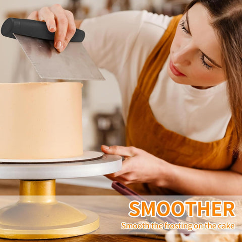 ALLTOP Bench Scraper & Chopper for Kitchen - Ideal Baking Essential Utensil,Stainless Steel Pastry/Dough/Food Cutter Tool for Cake Pizza Bread,Cooking - 1 Pack,Black