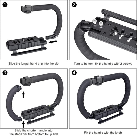 3-Shoe DSLR/Mirrorless/Action Camera Camcorder Phone Stabilizer Expansion Cage Mount Moviemaking Holder Rig YouTube Tiktok Vlogging Video Kit Compatible with GoPro Canon Nikon Sony iPhone Android