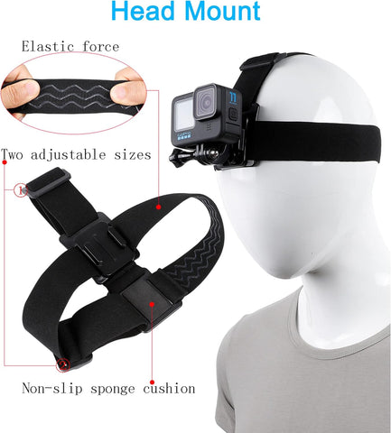 Accessories Set for GoPro Hero 13/12/11/10/9/8/7/6/5/4,New Quick Release Head Strap Mount + Chest Mount Harness + Backpack Clip Holder + 360°Rotating Wrist Strap