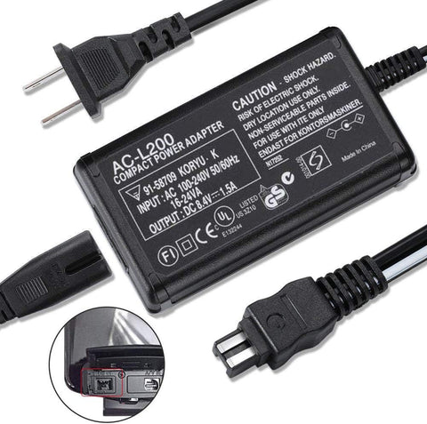 AC-L200 AC Power Adapter Charger for Sony Handycam Camcorder DCR-SX,DCR-SR,DCR-HC,DCR-PC,DCR-DVD,DCR-IP,HDR-CX,HDR-XR,HDR-PJ,HDR-SR,HDR-UX,HDR-TD,CCD TRV DEV Series