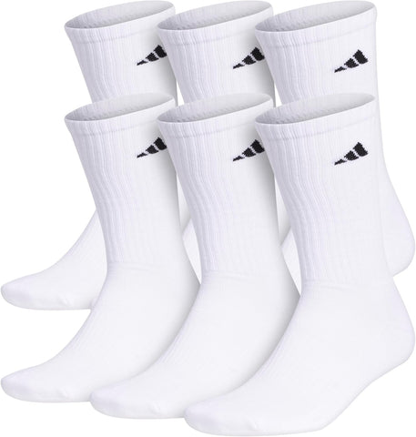 adidas Men's Athletic Cushioned 6-Pack Crew, Cushioned Crew Socks with Arch Compression for a Secure Fit