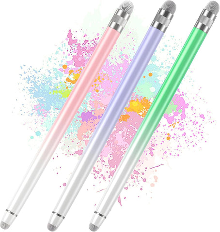 2PCS Stylus Pens for Touch Screens,Stylus Pen for iPhone/iPad/Tablet Android/Microsoft Surface,Compatible with All Touch Screens(White Pink/White Purple)