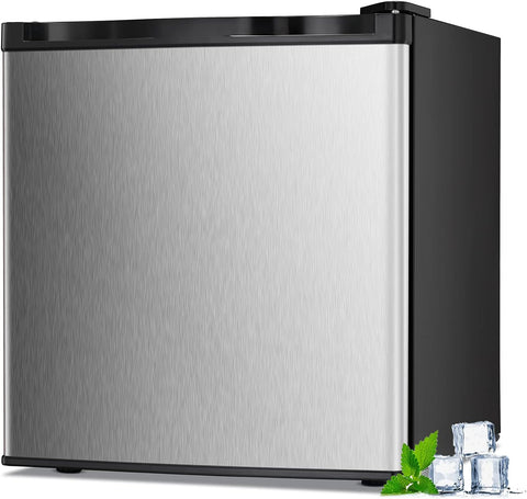 1.1 Cu.ft Small Upright Freezer, Compact Mini Freezer with Removable Shelves, Adjustable Thermostat, Reversible Door Hinge, Quiet for Home/Office/Kitchen/Dorm, Black
