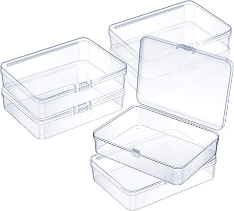 6 Pieces Mini Plastic Clear Beads Storage Containers Box for Collecting Small Items, Beads, Jewelry, Business Cards, Game Pieces, Crafts (2.13 x 2.13 x 0.79 Inch)