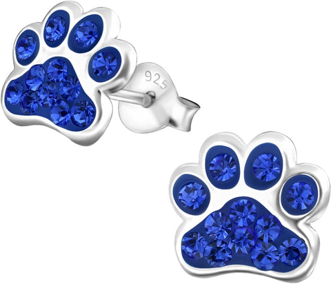 925 Sterling Silver Paw Print Stud Earrings (Choose Your Style) (Nickel Free)