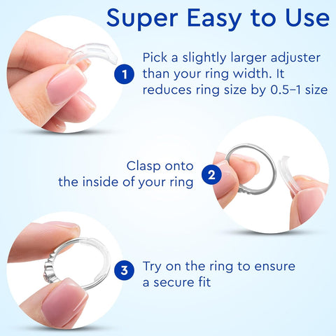 5 STARS UNITED Ring Sizer Adjuster for Loose Rings - 8 Pack Easy-Clip Guards, Fits Flat Bands Up to 8mm, Spacers & Tighteners, Reduces Size by 0.5-1, Invisible Design for Women & Men