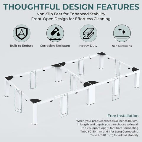 Adjustable Washer Dryer Pedestal Stand - Heavy Duty & Universal Washer Pedestal & Washing Machine Stand Fit (40.9-66.14L × 20.47-33.07W ×12.6H inch) - Compatible with Front Load Washers & Dryers