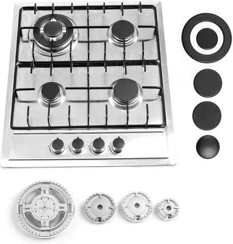 24″x20″ Built in Gas Cooktop 4 Burners Stainless Steel Stove with NG/LPG Conversion Kit Thermocouple Protection and Easy to Clean (20Wx24L)