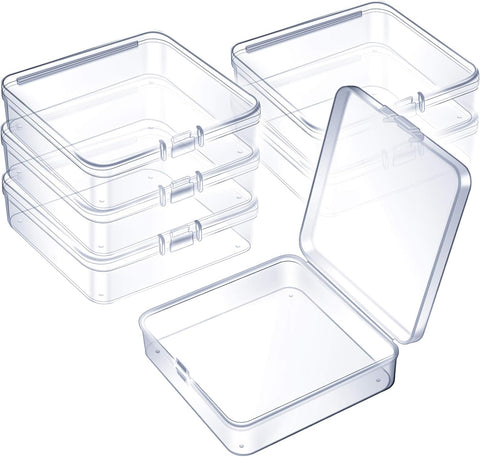 6 Pieces Mini Plastic Clear Beads Storage Containers Box for Collecting Small Items, Beads, Jewelry, Business Cards, Game Pieces, Crafts (2.13 x 2.13 x 0.79 Inch)
