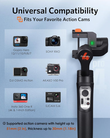 3 Axis Gimbal Stabilizer for Gopro Hero 13/12/11/10/9, Handheld Stabilizer for Gopro for Video Recording, IPX4 Waterproof, Bluetooth Control, Compatible with Osmo Camera, Insta360, hohem iSteady Pro4