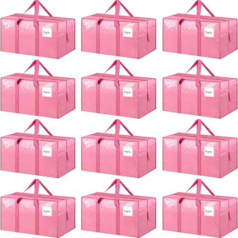 6 Pack Extra Heavy Duty Large Moving Bags with Strong Zipper & Comfortable Handles, Sturdy & Durable Clothes Storage Bags Totes Bins, Blue Packing Moving Boxes for College Supplies, Dark Blue