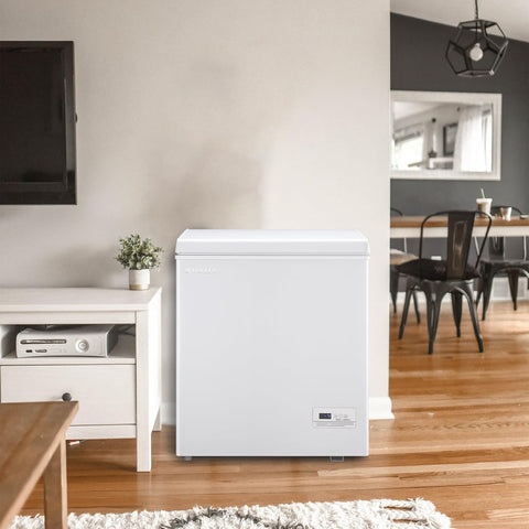 4.0 Cubic Feet Small Deep Freezer Chest Freezer with Electronic Display Screen Electronic Thermostat Accurate to Every Degree Adjustable Storage Basket WHITE