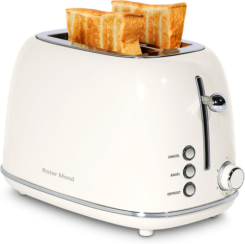 2 Slice Toaster Retro Stainless Steel with Bagel, Cancel, and Defrost Functions, 6 Bread Shade Settings, Extra Wide Slots and Removable Crumb Tray, Orange