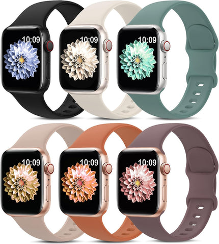 6 Pack Sport Bands Compatible with Apple Watch Band 38mm 40mm 41mm 42mm 44mm 45mm 49mm 46mm,Silicone Waterproof Strap Compatible with iWatch Apple Watch Series 10 9 Ultra 8 7 6 5 4 3 2 1 SE Women Men