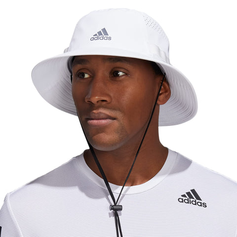adidas Men's Victory Bucket Hat Outdoors and Sideline Wide Brim Style for Sun Protection, White/Onix Grey/4.0, Large-X-Large