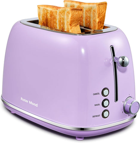 2 Slice Toaster Retro Stainless Steel with Bagel, Cancel, and Defrost Functions, 6 Bread Shade Settings, Extra Wide Slots and Removable Crumb Tray, Orange