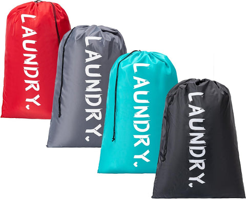 2 Pack XL Travel Laundry Bag, Machine Washable Dirty Clothes Organizer with Drawstring,Large Enough to Hold 4 Loads of Laundry, Easy Fit a Laundry Hamper or Basket Travel Essentials 24" x 36"