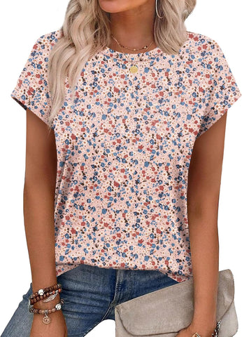 Alaroo Womens Summer Tops Short Sleeve Shirts Crew Neck Cute Trendy Tunic Blouses (S-3XL)