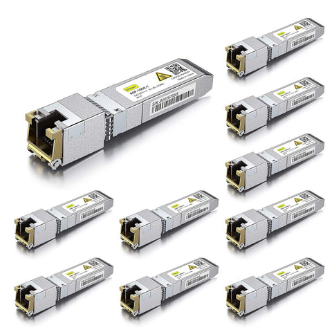 10Gtek 𝟭𝟬𝗚𝗕𝗮𝘀𝗲-𝗧 𝗦𝗙𝗣+ 𝘁𝗼 𝗥𝗝-𝟰𝟱 𝗧𝗿𝗮𝗻𝘀𝗰𝗲𝗶𝘃𝗲𝗿, 10Gbe SFP+ Copper Ethernet CAT6a Module, up to 30m, for Cisco SFP-10G-T-S, Ubiquiti UniFi, Fortinet, TP-Link and More