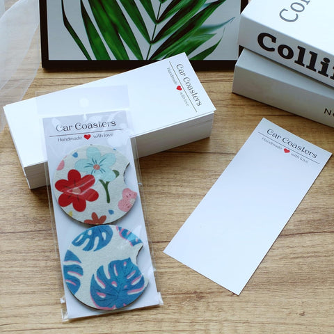 100PCS Car Coaster Packaging for Selling, Sublimation Blanks Car Coasters Cards with Bags, Sublimation Car Coasters Display Cards 6.8x2.85In, Heat Press Machines Accessories