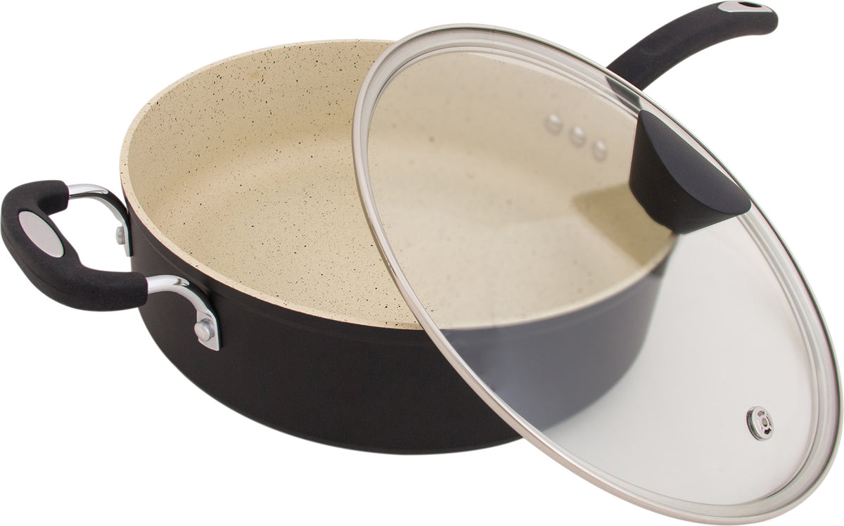 The Stone Earth All-In-One Sauce Pan by Ozeri -- 100% APEO, GenX, PFBS, PFOS, PFOA, NMP and NEP-Free German-Made Coating
