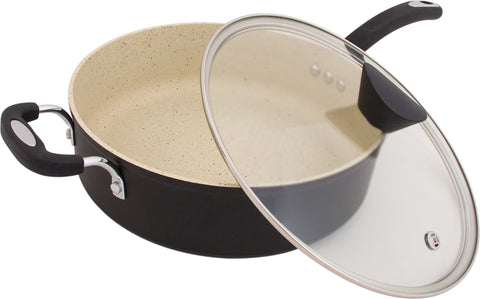 The Stone Earth All-In-One Sauce Pan by Ozeri -- 100% APEO, GenX, PFBS, PFOS, PFOA, NMP and NEP-Free German-Made Coating