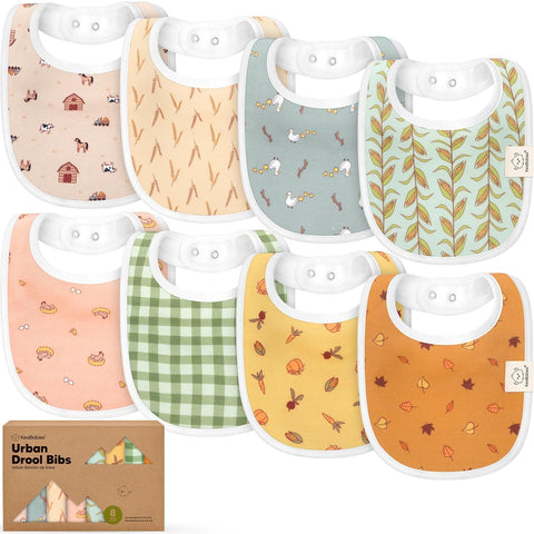 8-Pack Organic Baby Bibs for Boys, Girls - Soft Cotton Drooling and Teething Bibs for Baby Girl & Boy, Extra Absorbent, Easy to Clean & Put On for Toddler, Newborn, Infant 0-24 Months (Sweet Charm)
