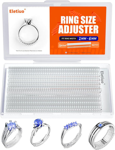 22 Pack Invisible Ring Size Adjuster for Loose Rings,2 Styles Ring Reducer Jewelry Guard Ring Resizer,Multiple 16 Inserts 8 Sizes and 6 Spirals 2 Sizes,Silicone Ring Tightener Fit for Almost Ring
