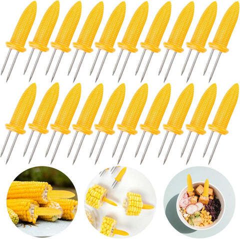 24 Pack Stainless Steel Corn Holders - Corn on the Grill & Cob Skewers for Home & BBQ Cooking