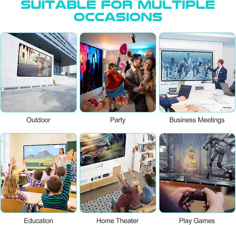 AAJK Outdoor Projection Screen 150 inch, Washable Projector Screen 16:9 Foldable Anti-Crease Portable Projector Movies Screen for Home Theater Outdoor Indoor Support Double Sided Projection