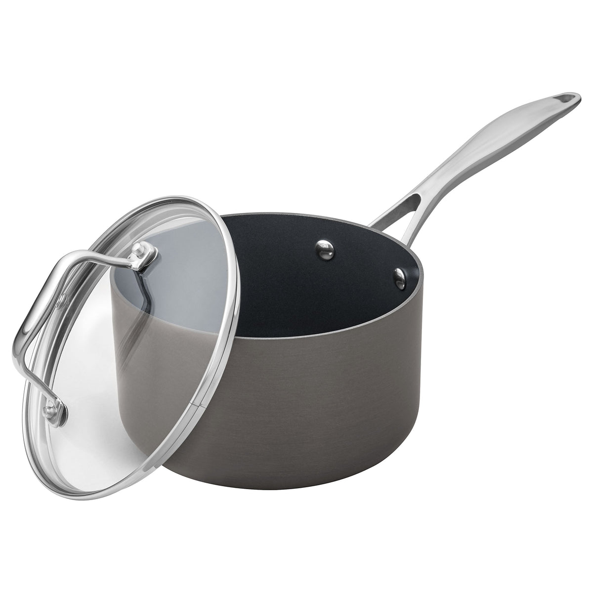 Amazon Basics Mini Sauce Pan With Lid, 2 Quarts, Hard-Anodized Non-Stick Aluminum, Gray (Previously Stone & Beam brand), pack of 1