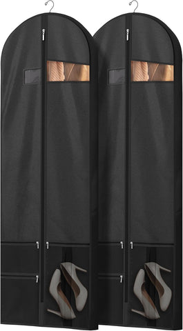 43" Travel Garment Bag with Accessories Zipper Pocket, Heavy Duty Suit Bag for Suits, Tuxedos, Dresses, Coats, Black, 1 pack