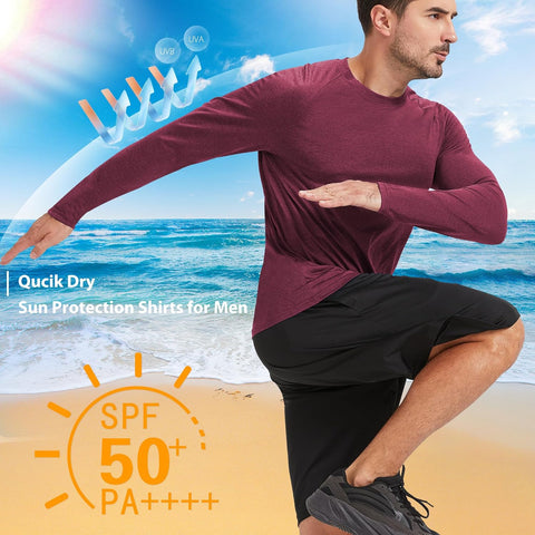 7 Pack Long Sleeve Shirts for Men UPF 50+ UV Sun Protection Quick Dry Moisture Wicking Workout Tee Shirts