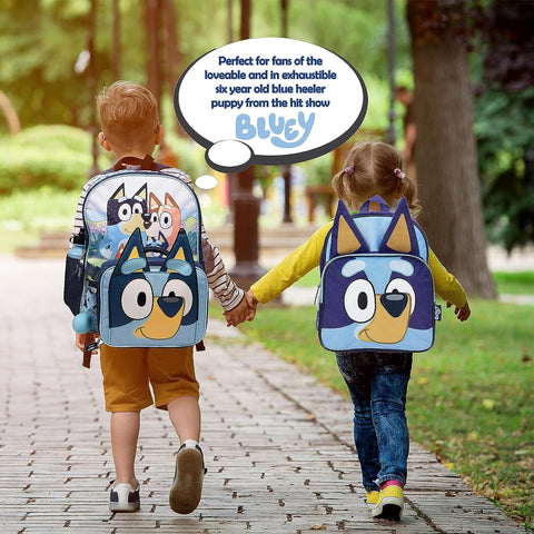 AI ACCESSORY INNOVATIONS Juego de mochila de 5 piezas, mochila escolar para niñas y niños de 16 pulgadas con bolsillo frontal con cremallera, Azul, Grande, Classic