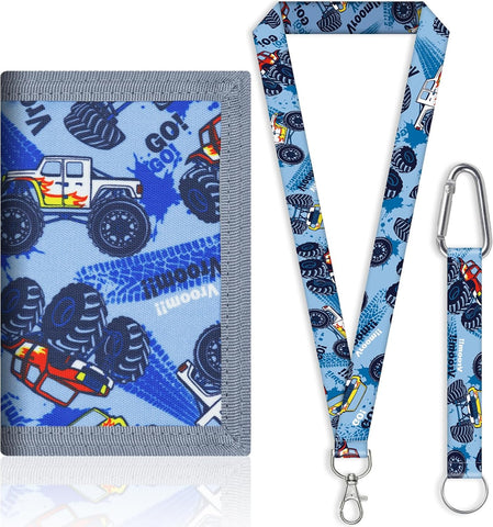 AI-DEE RFID Trifold Canvas Outdoor Sports Wallet for Kids - Front Pocket Wallet with Magic Sticker