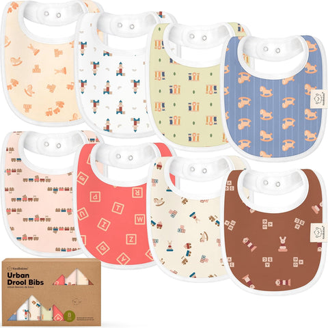 8-Pack Organic Baby Bibs for Boys, Girls - Soft Cotton Drooling and Teething Bibs for Baby Girl & Boy, Extra Absorbent, Easy to Clean & Put On for Toddler, Newborn, Infant 0-24 Months (Sweet Charm)