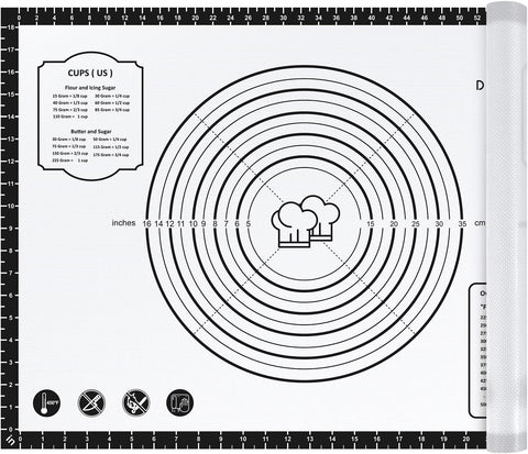 26x16 Inch Extra Thick Silicone Baking Mat with Measurements, Non-slip and Reusable - For Cookies, Bread, Pastry