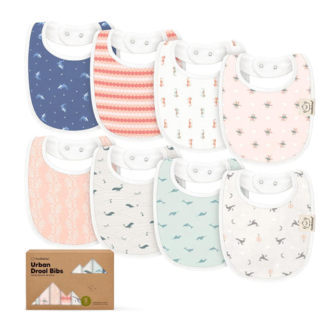 8-Pack Organic Baby Bibs for Boys, Girls - Soft Cotton Drooling and Teething Bibs for Baby Girl & Boy, Extra Absorbent, Easy to Clean & Put On for Toddler, Newborn, Infant 0-24 Months (Sweet Charm)