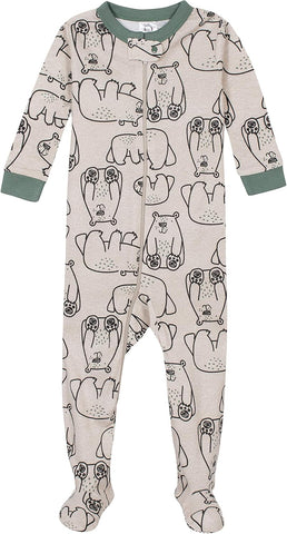 4-Pack Boys Safari Animals & Crab Snug Fit Footed Cotton Pajamas