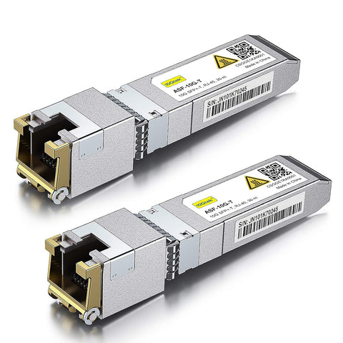 10Gtek 𝟭𝟬𝗚𝗕𝗮𝘀𝗲-𝗧 𝗦𝗙𝗣+ 𝘁𝗼 𝗥𝗝-𝟰𝟱 𝗧𝗿𝗮𝗻𝘀𝗰𝗲𝗶𝘃𝗲𝗿, 10Gbe SFP+ Copper Ethernet CAT6a Module, up to 30m, for Cisco SFP-10G-T-S, Ubiquiti UniFi, Fortinet, TP-Link and More