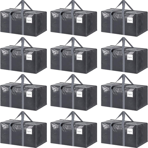 6 Pack Extra Heavy Duty Large Moving Bags with Strong Zipper & Comfortable Handles, Sturdy & Durable Clothes Storage Bags Totes Bins, Blue Packing Moving Boxes for College Supplies, Dark Blue