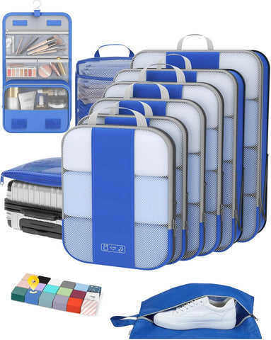 10 Set Compression Packing Cubes for Travel Essentials,Compressible Expandable Packing Cubes for Suitcase,OlarHike Luggage Organizer Bags for Travel,Handy Helper for Organizing Clothes(Black)